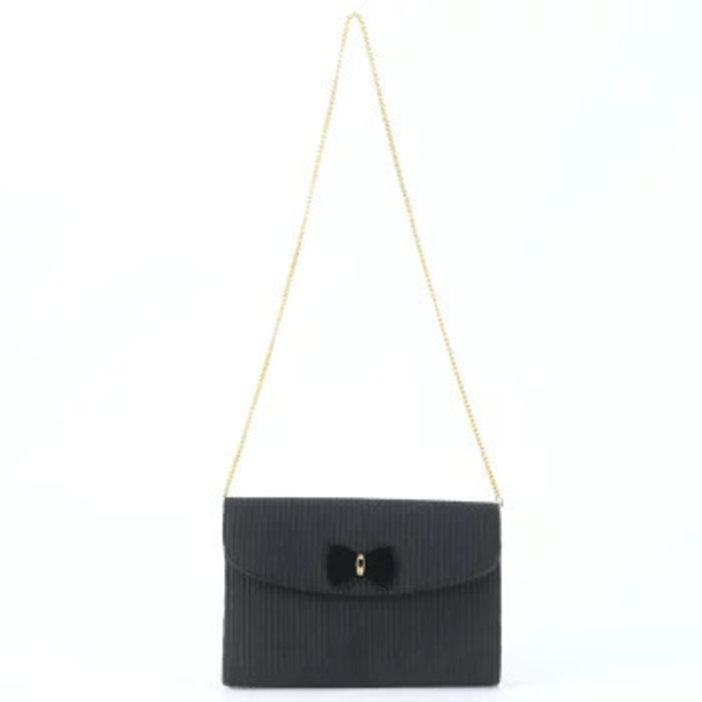 Gucci ribbon chain shoulder bag crossbody black gold accents
